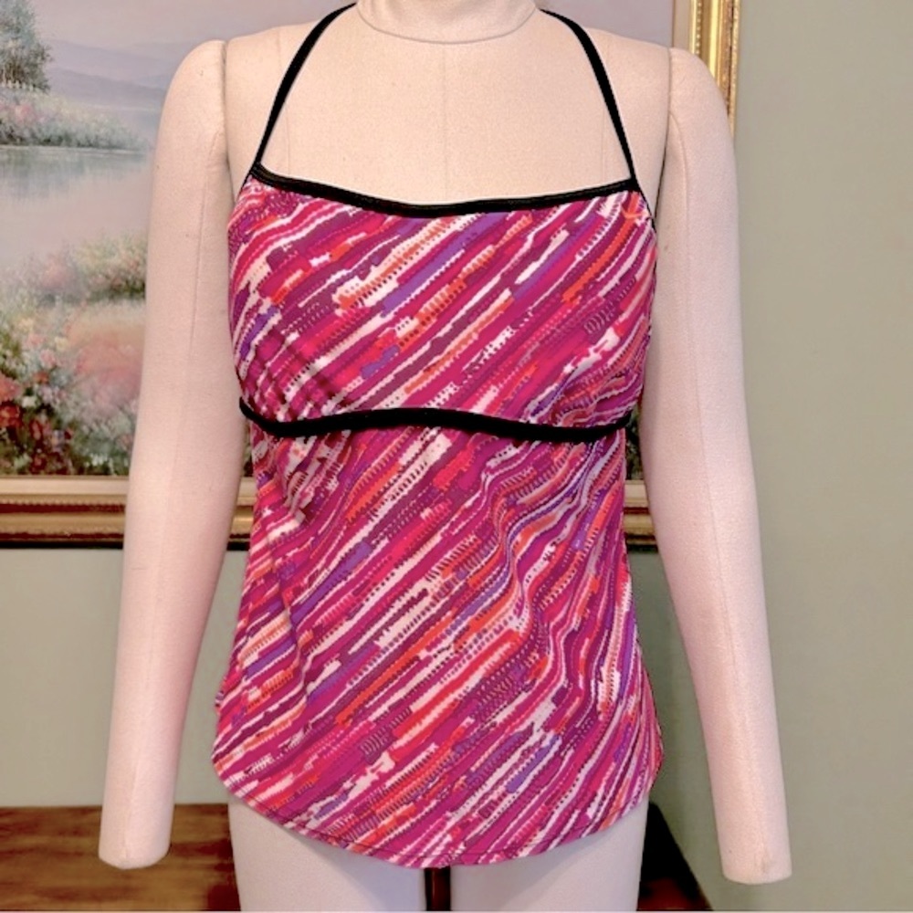 NIKE Pink Black White Purple Orange Racerback Swim Beach Tankini Top NWOT